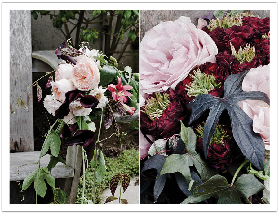 Wildflower Bouquet Red Pink Cabbage Roses