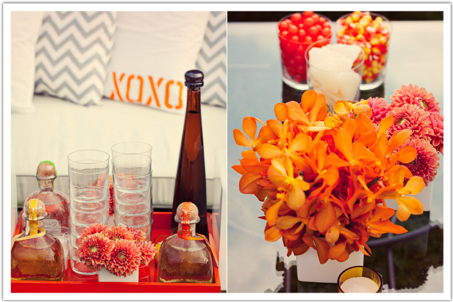 modern orange birthday party