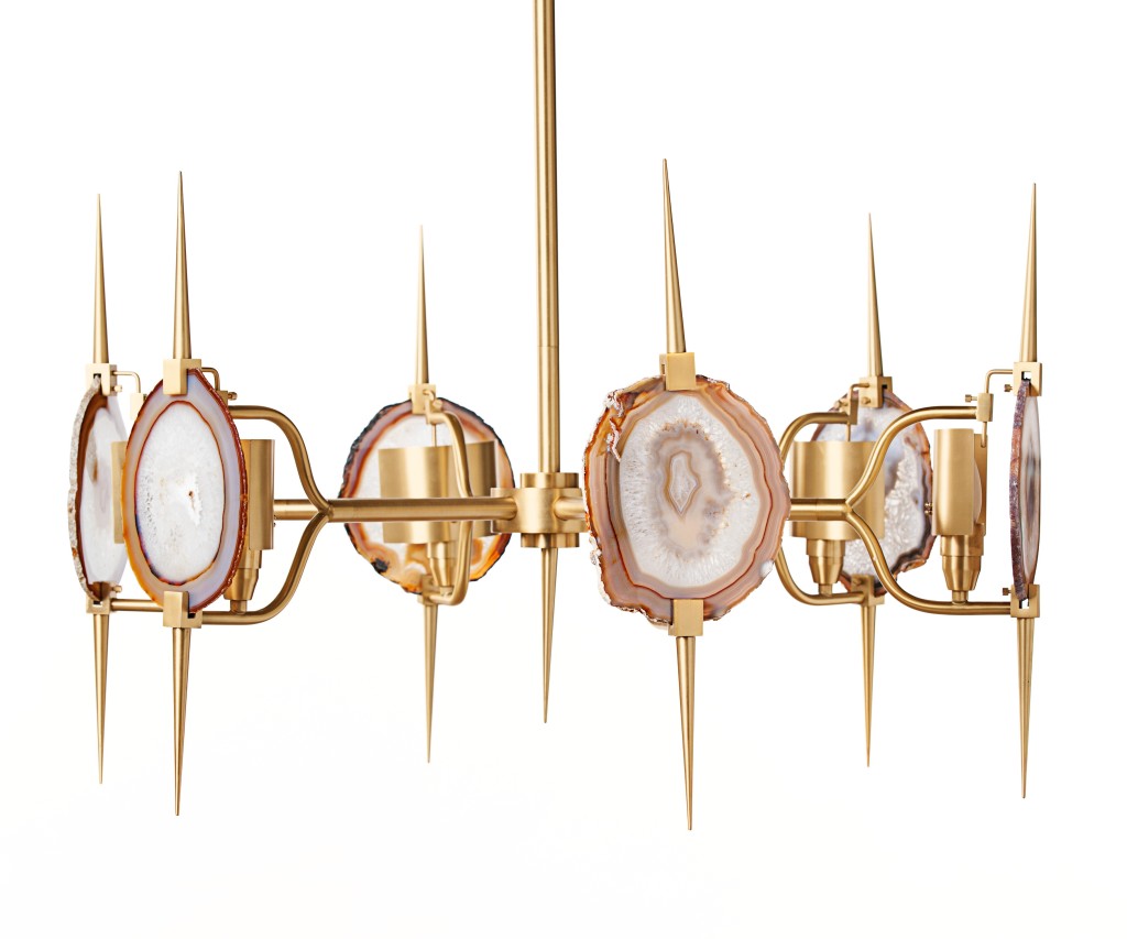 Eclipse Agate Chandelier, Brass